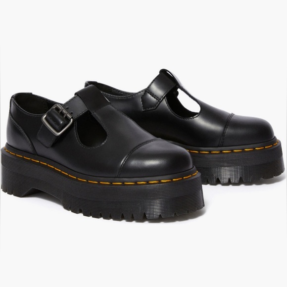 DR MARTENS Bethan black leather platform oxfords shoes women’s 8 new - Picture 1 of 9